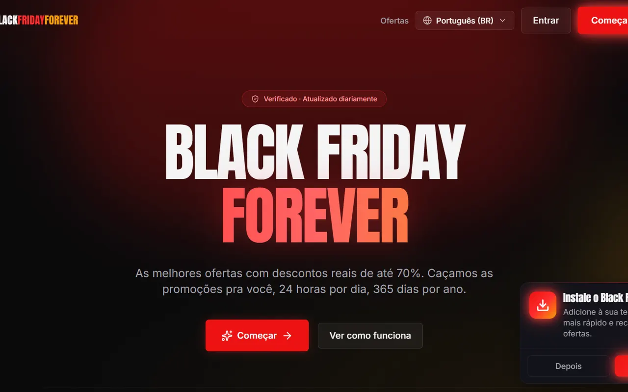 Captura da página inicial do projeto BLACKFRIDAYFOREVER